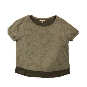 Anthropologie Eri + Ali Layered Boxy Green T-shirt